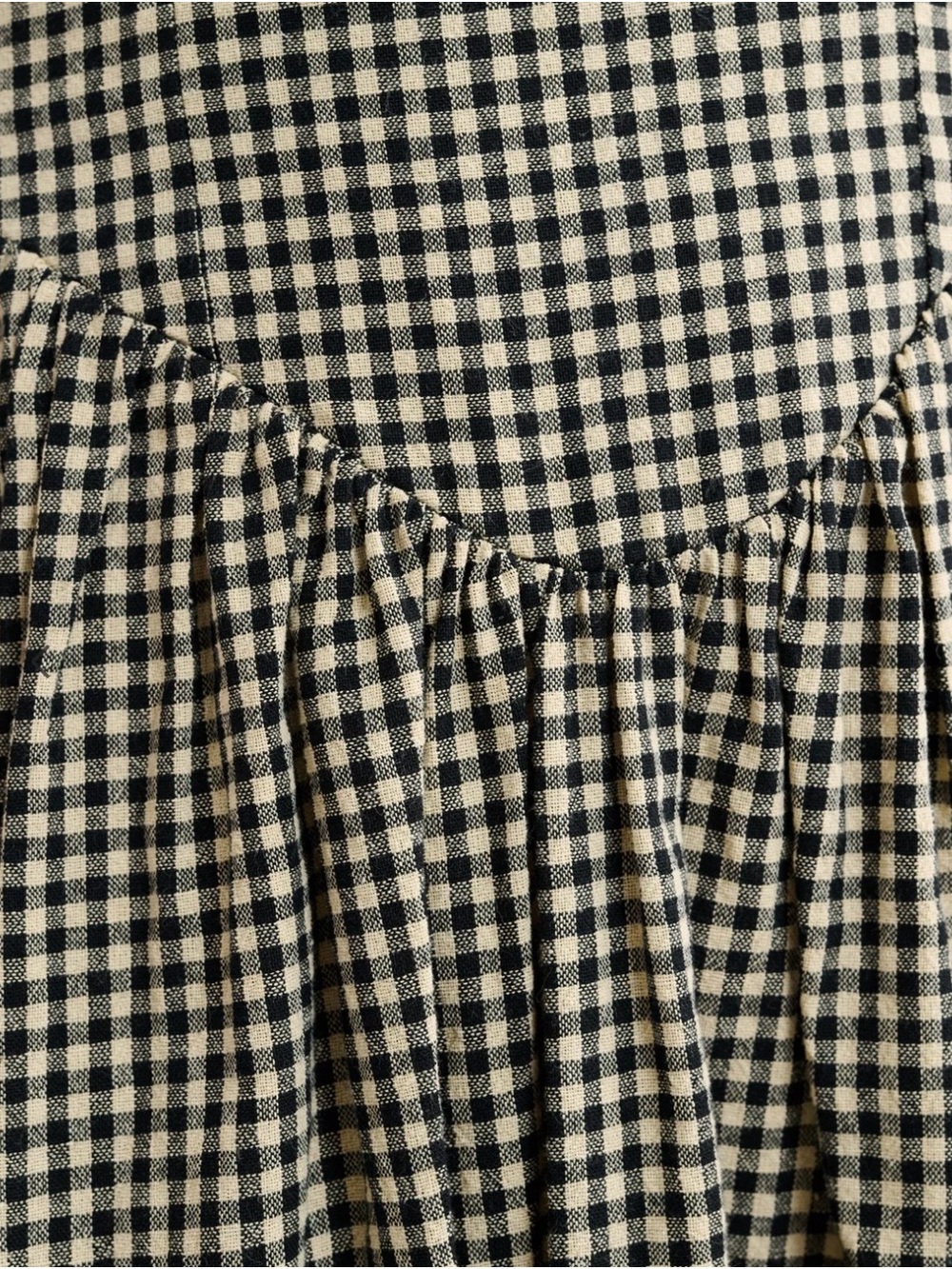 Rumored Black & Cream Gingham Square-Neck Midi Dress - Picture 3 of 5